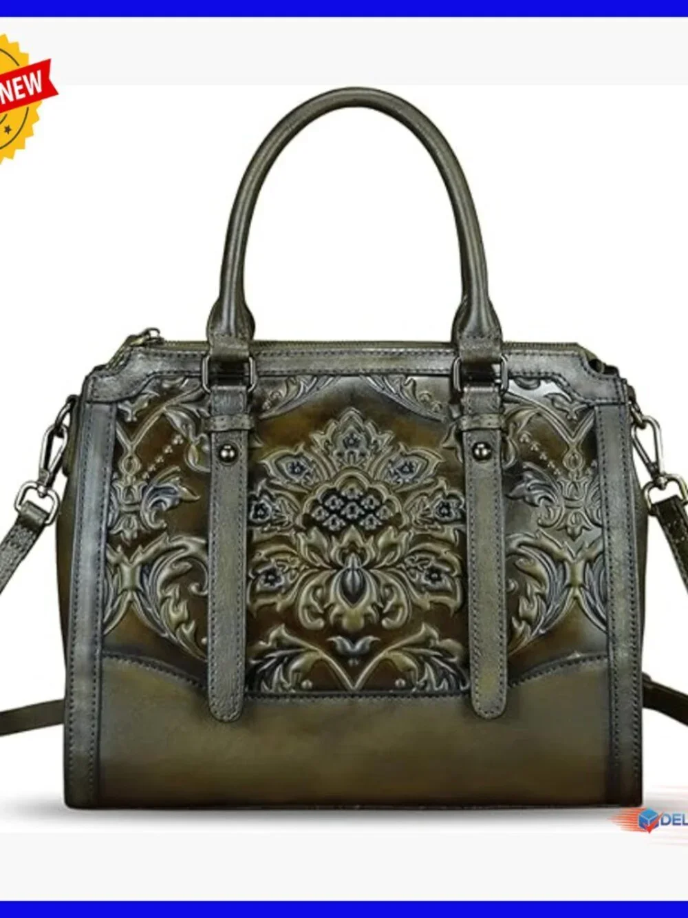 Genuine Leather Hobo Satchel Crossbody Shoulder Bag 3-Way Wear
